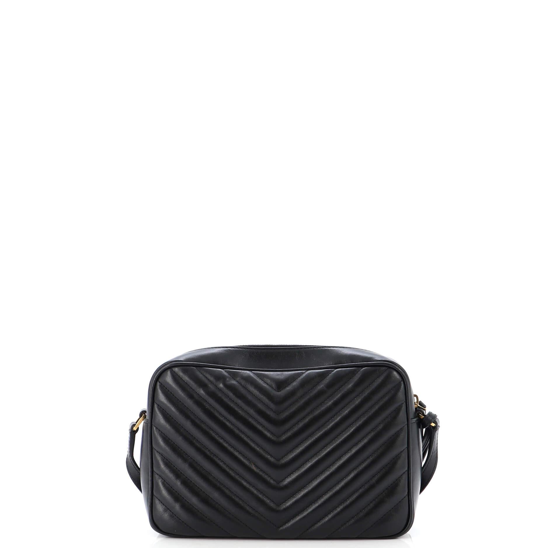 Saint Laurent Lou Camera Bag Matelasse Chevron Leather Small In Good Condition For Sale In NY, NY
