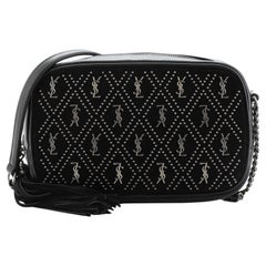 Saint Laurent Lou Camera Bag Monogram Embellished Suede and Leather Mini