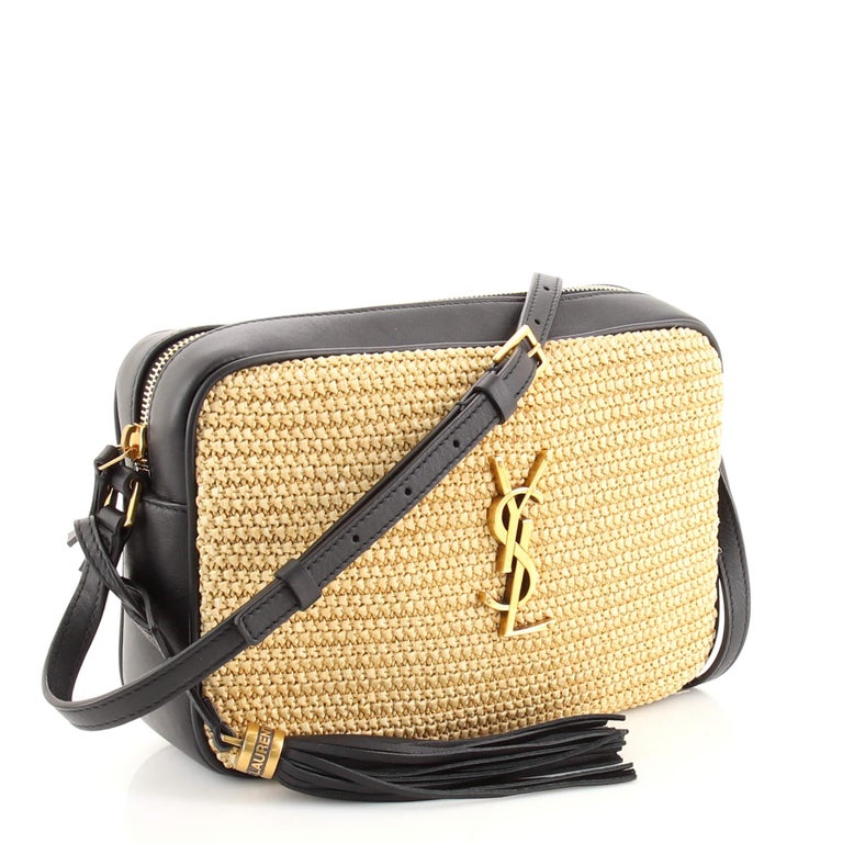Saint Laurent Lou Camera Bag Woven Raffia Small For Sale at 1stDibs