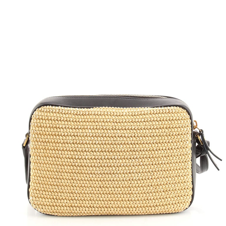 Saint Laurent Lou Camera Bag Woven Raffia Small For Sale at 1stDibs