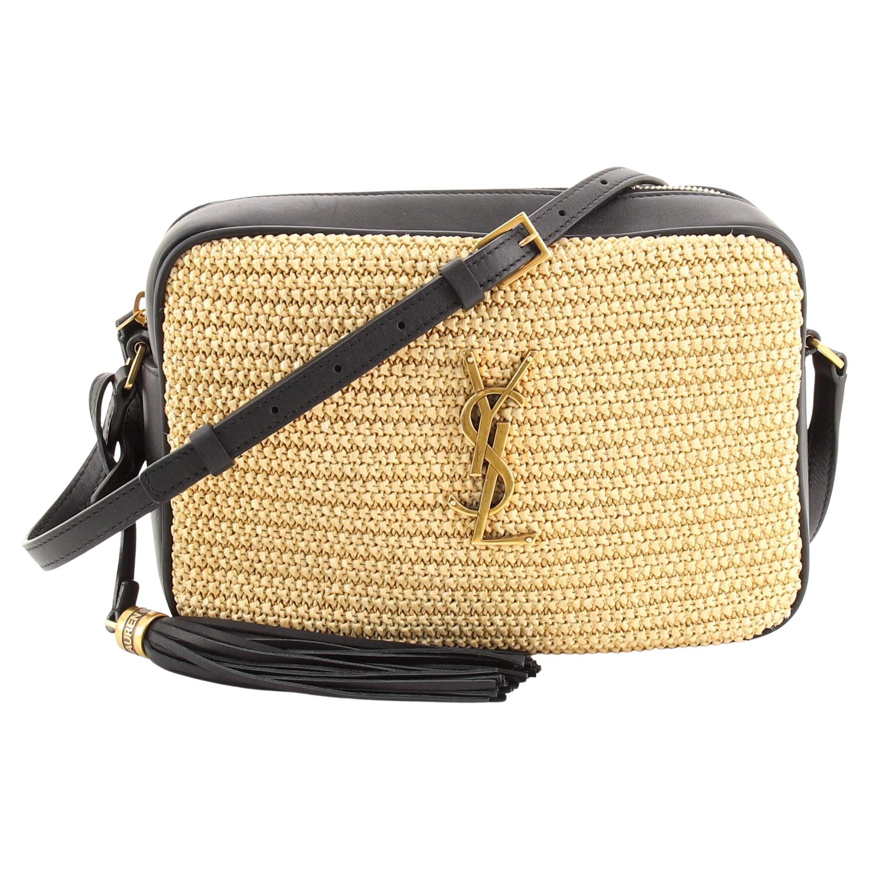 Saint Laurent Lou Camera Bag Woven Raffia Small