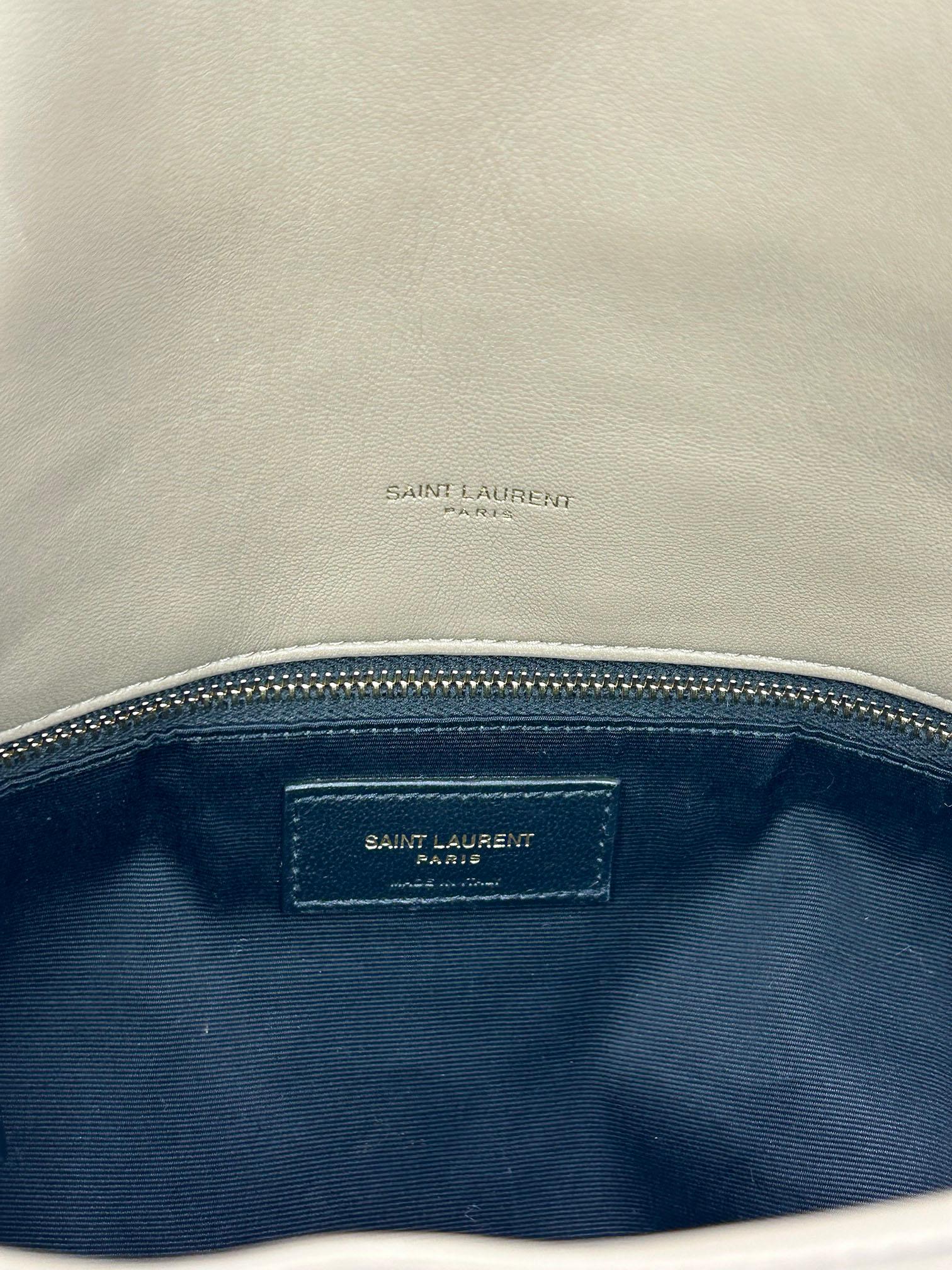 Saint Laurent Lou Lou Puffer Dusty Grey Medium Quilted Leather Shoulder Bag YSL 6