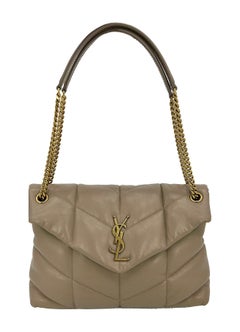 Saint Laurent Lou Lou Puffer Dusty Grey Medium Quilted Leather Shoulder Bag YSL