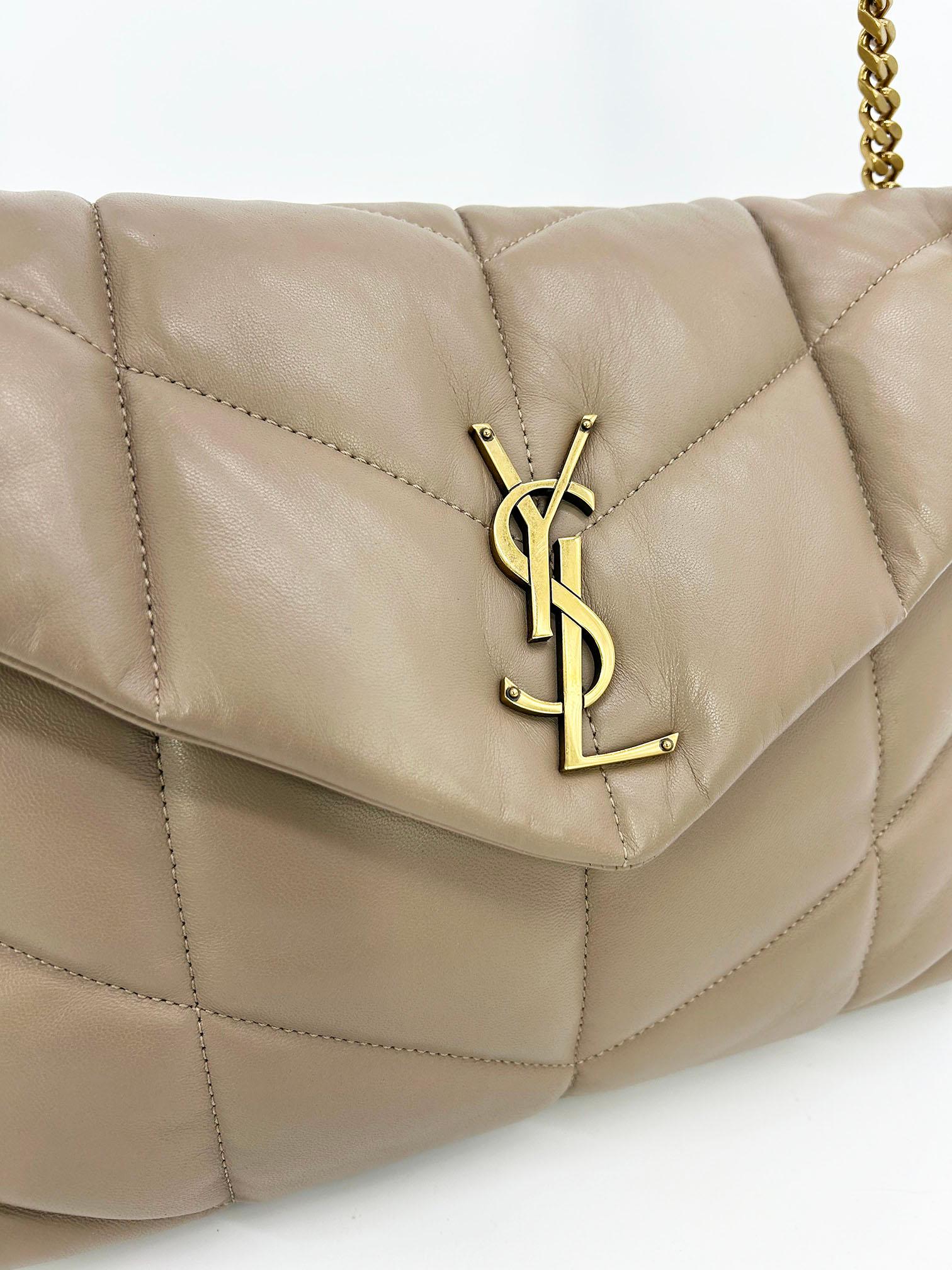 Saint Laurent Lou Lou Puffer Dusty Grey Medium Quilted Leather Shoulder Bag YSL 2
