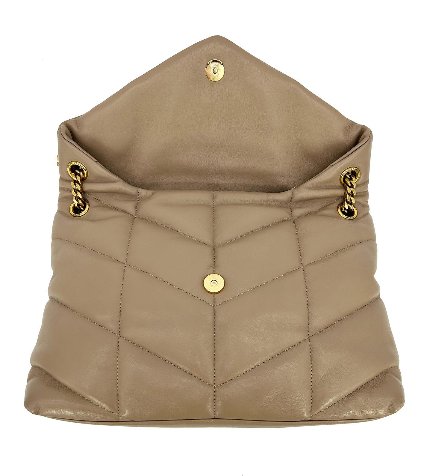 Saint Laurent Lou Lou Puffer Dusty Grey Medium Quilted Leather Shoulder Bag YSL 4