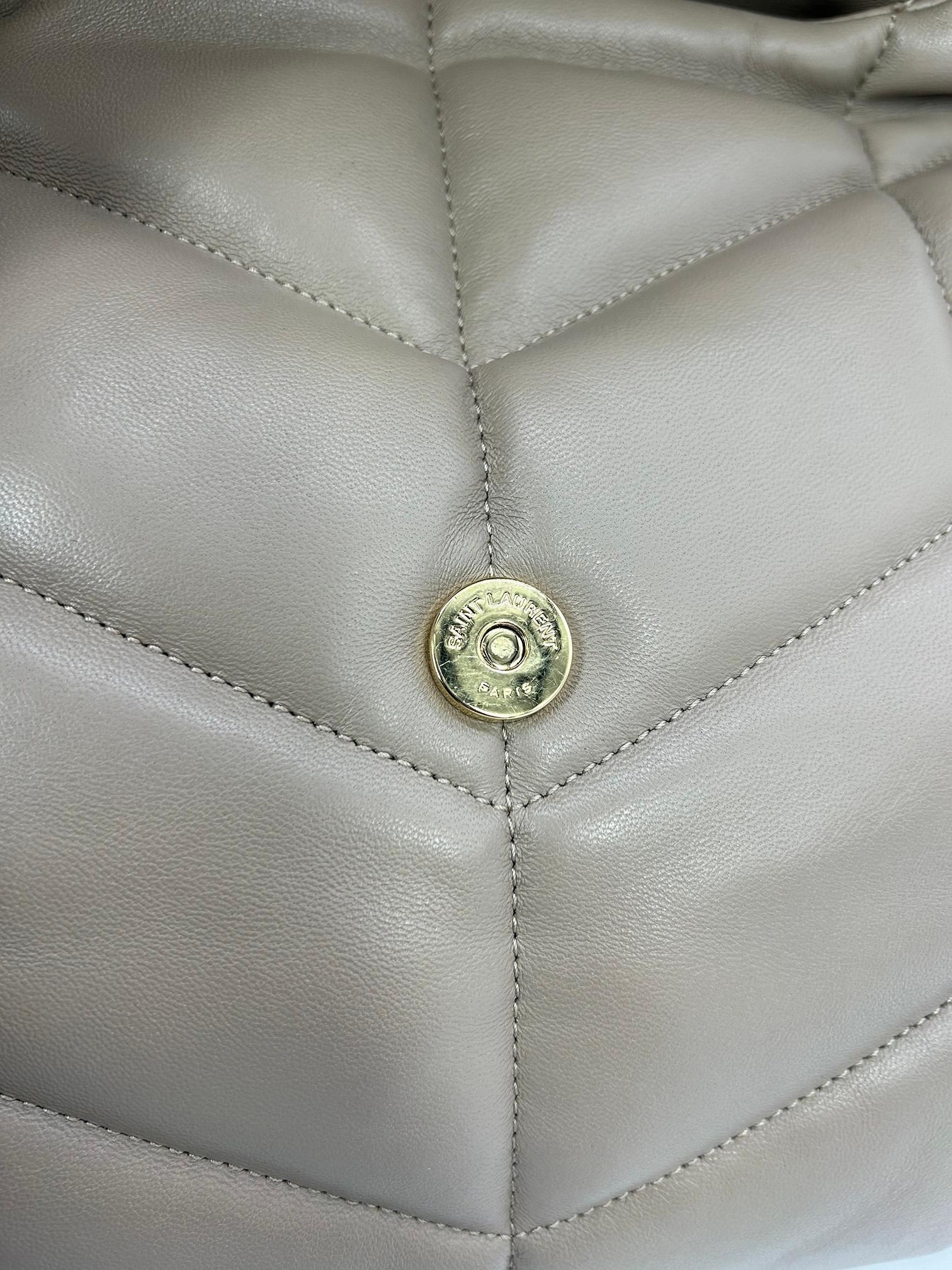 Saint Laurent Lou Lou Puffer Dusty Grey Medium Quilted Leather Shoulder Bag YSL 5