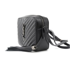 Saint Laurent Lou Matelassé Small Black Leather Camera Crossbody Bag