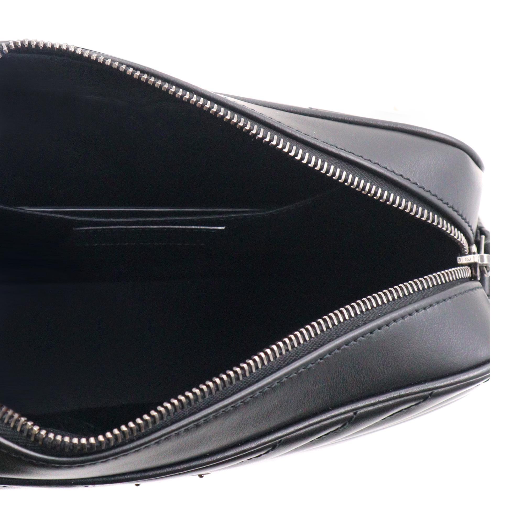 Saint Laurent Lou Matelassé Small Black Leather Camera Crossbody Bag at