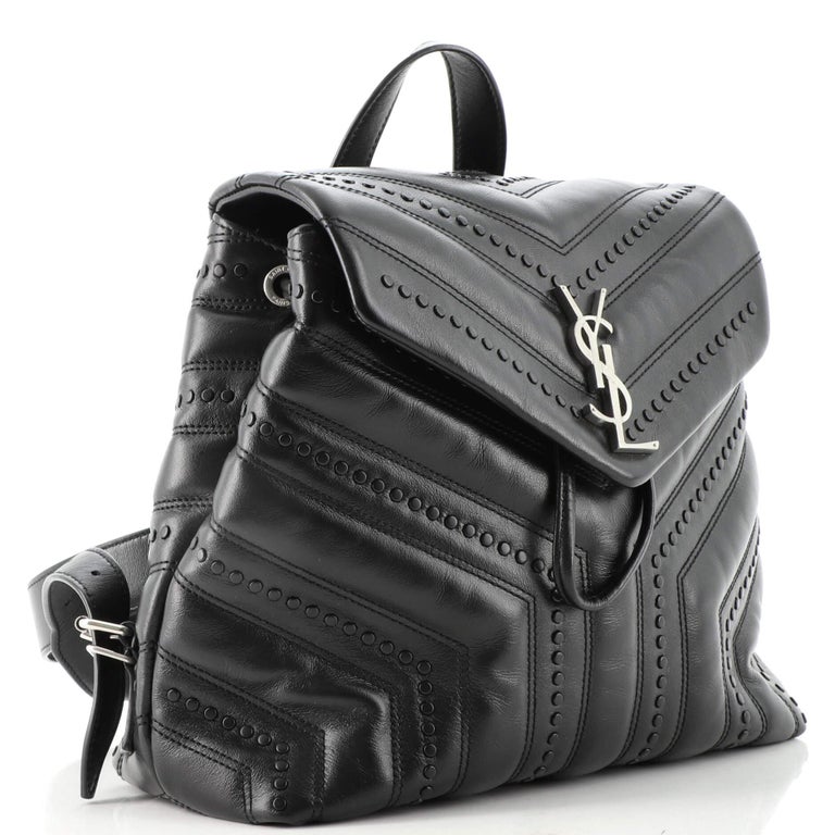 Saint Laurent LouLou Backpack Studded Matelasse Chevron Leather Small For  Sale at 1stDibs