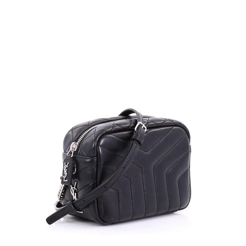 Black Saint Laurent LouLou Bowling Bag Matelasse Chevron Leather Mini