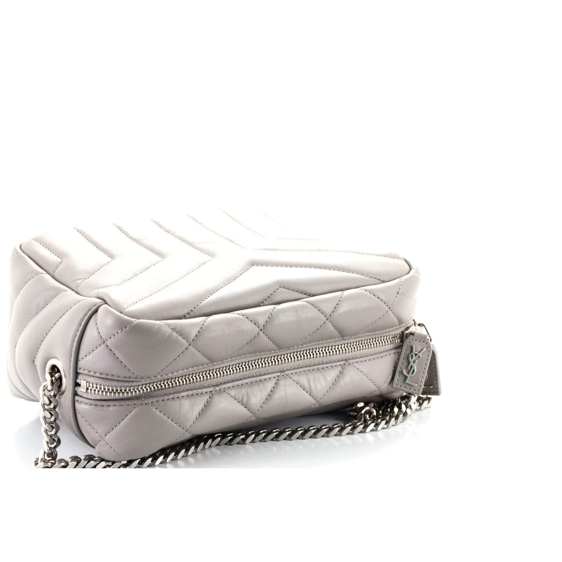 Saint Laurent LouLou Bowling Bag Matelasse Chevron Leather Mini In Good Condition In NY, NY