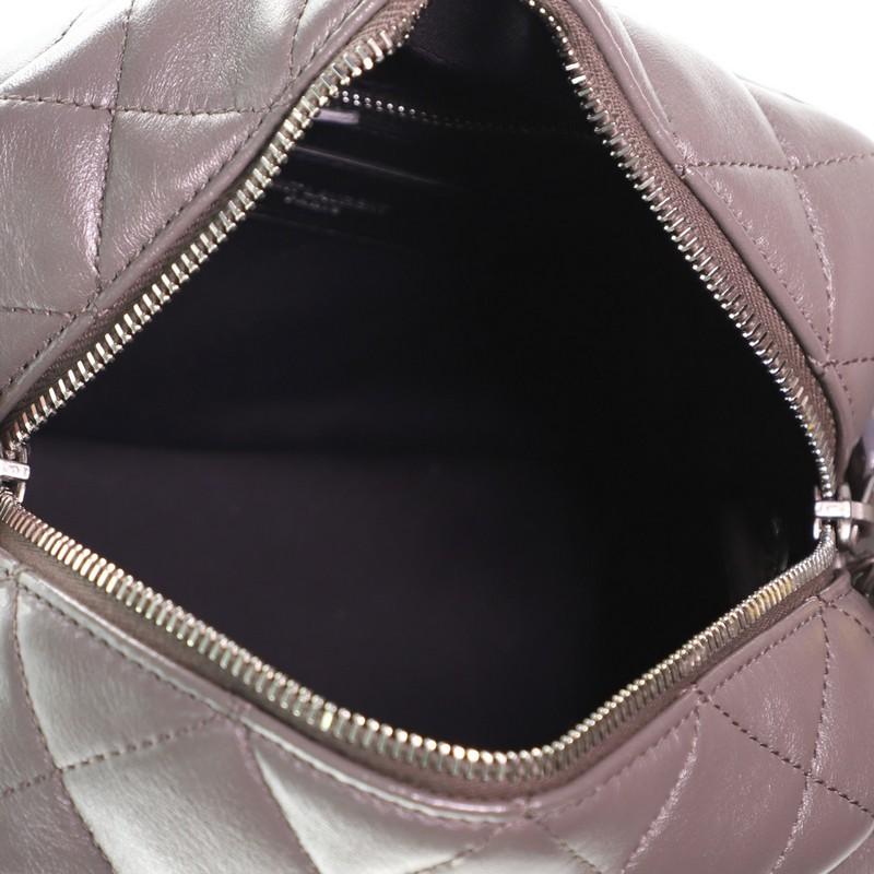 Gray Saint Laurent LouLou Bowling Bag Matelasse Chevron Leather Small