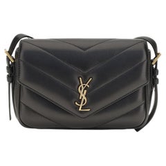 Saint Laurent Loulou Cassandre Shoulder Bag — Black