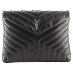 Saint Laurent LouLou Document Clutch Matelasse Chevron Leather