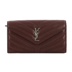 Used Saint Laurent Loulou Flap Wallet Matelasse Chevron Leather Large