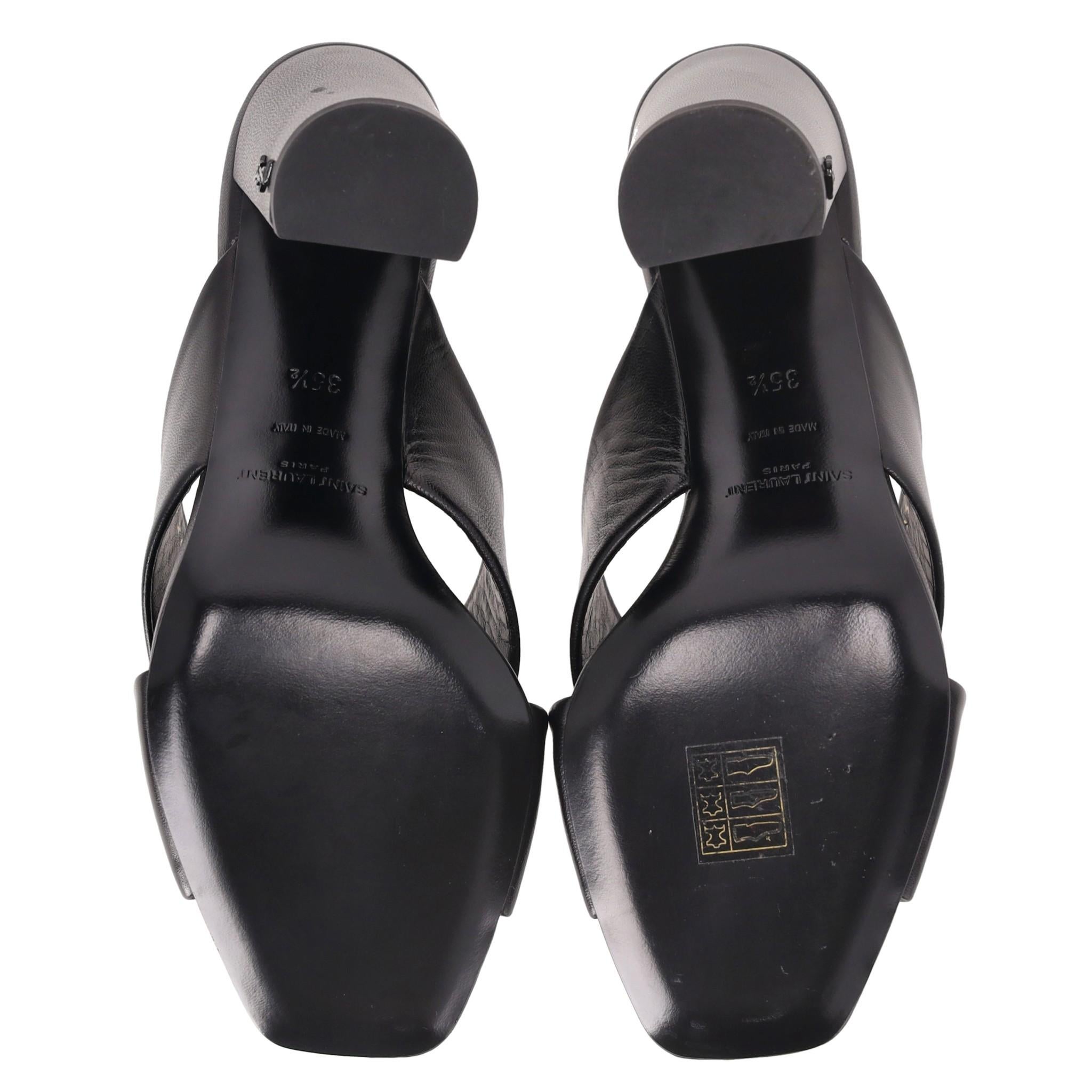 Women's Saint Laurent Loulou Leather Heeled Mules/Sandals For Sale