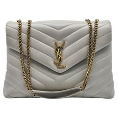 Saint Laurent Loulou Medium Shoulder Bag in Ivory