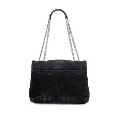 Saint Laurent Loulou Medium Suede Matelassé Chain Shoulder Bag