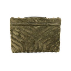 Saint Laurent Loulou Medium YSL Monogram Wildleder Klappe Umhängetasche