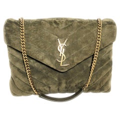 Saint Laurent Loulou Medium YSL Monogram Wildleder Klappe Umhängetasche