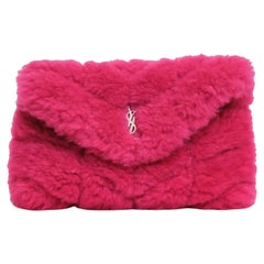 Saint Laurent LouLou Puffersack Shearling Fuchsia