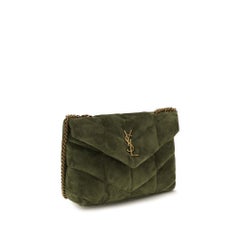 Saint Laurent LouLou Puffer Shoulder Bag — Green