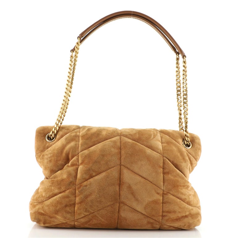 Saint Laurent - Authenticated Loulou Puffer Handbag - Suede Camel Plain for Women, Very Good Condition
