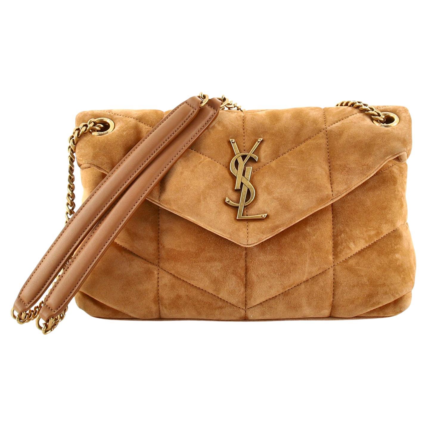 Saint Laurent LouLou Puffer Shoulder Bag Quilted Suede Small at 1stDibs