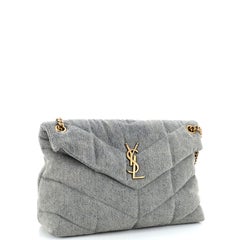 Saint Laurent Loulou Puffer Shoulder Bag Quilted Vintage Denim Medium