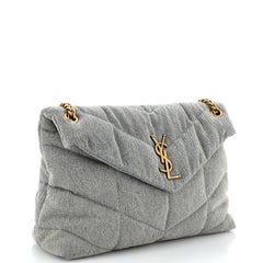 Saint Laurent Loulou Puffer Shoulder Bag Quilted Vintage Denim Medium