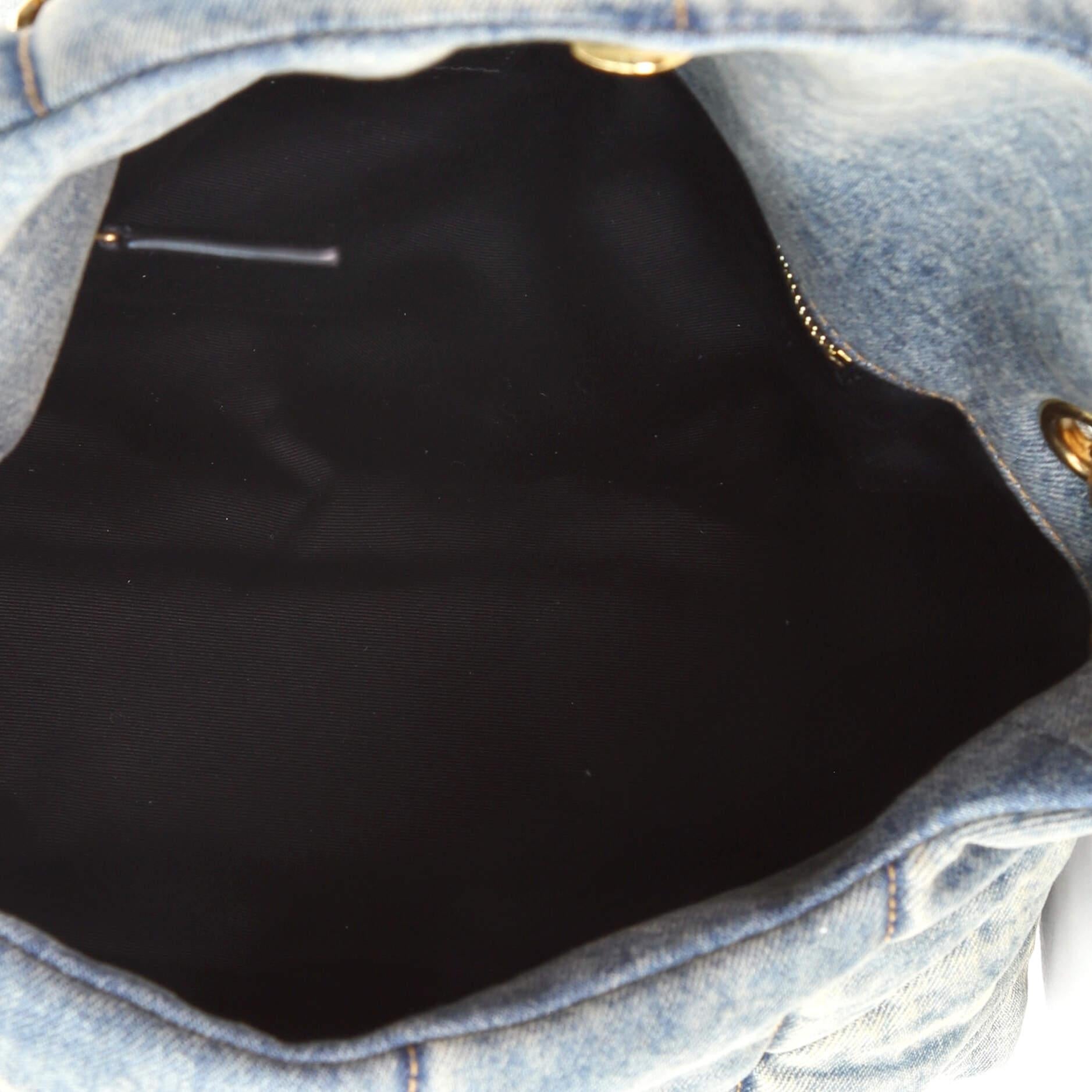 Gray Saint Laurent LouLou Puffer Shoulder Bag Quilted Vintage Denim Medium