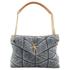 Saint Laurent LouLou Puffer Shoulder Bag Quilted Vintage Denim Medium