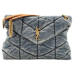 Saint Laurent Loulou Puffer Shoulder Bag Quilted Vintage Denim Medium