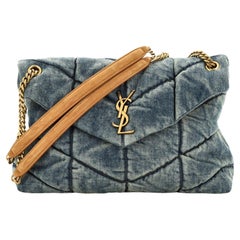 Saint Laurent Loulou Puffer Shoulder Bag Quilted Vintage Denim Medium