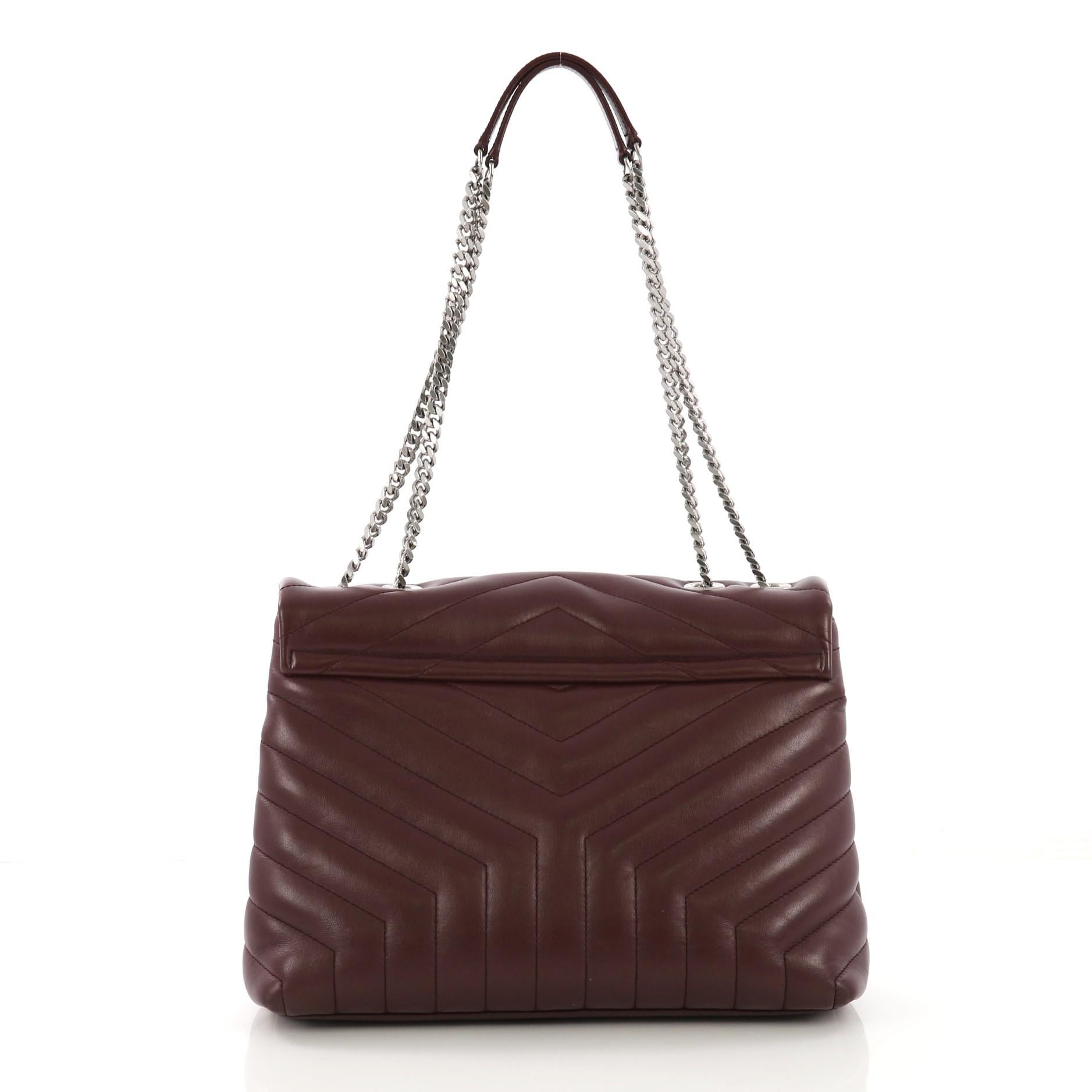 Saint Laurent LouLou Shoulder Bag Matelasse Chevron Leather Medium In Good Condition In NY, NY