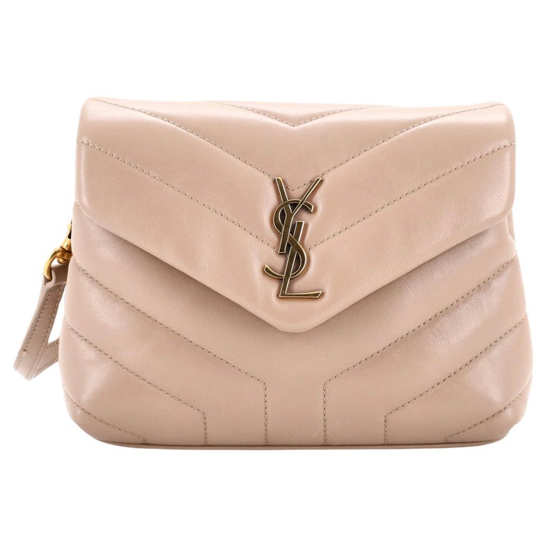 Yves Saint Laurent Beige Chevron Quilted Leather Toy LouLou