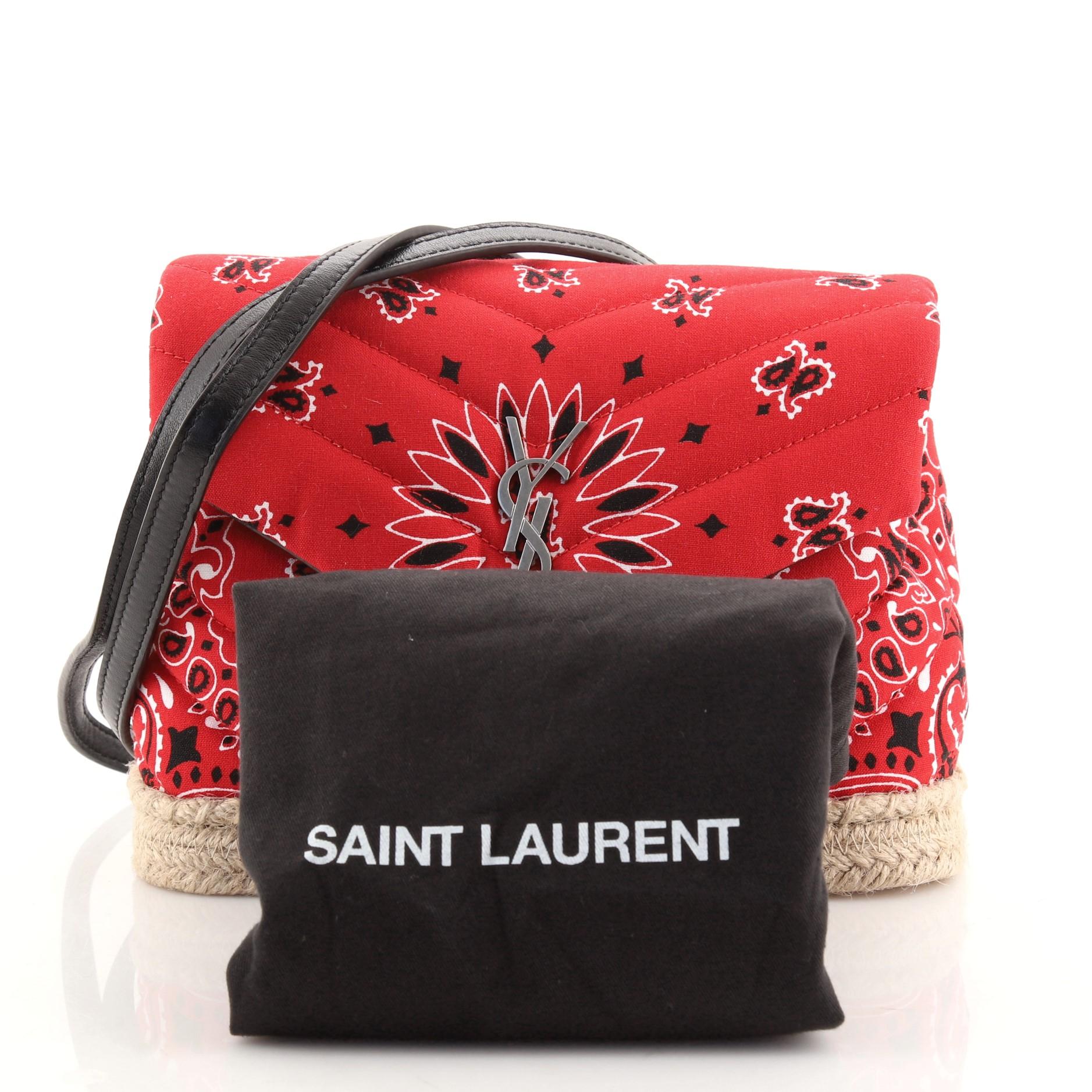 Saint Laurent LouLou Shoulder Bag Matelasse Chevron Printed Canvas with W  at 1stDibs