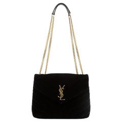 Saint Laurent LouLou Shoulder Bag Matelasse Chevron Velvet Small