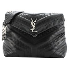 Saint Laurent LouLou Umhängetasche mit Nieten aus Chevron-Leder Klein