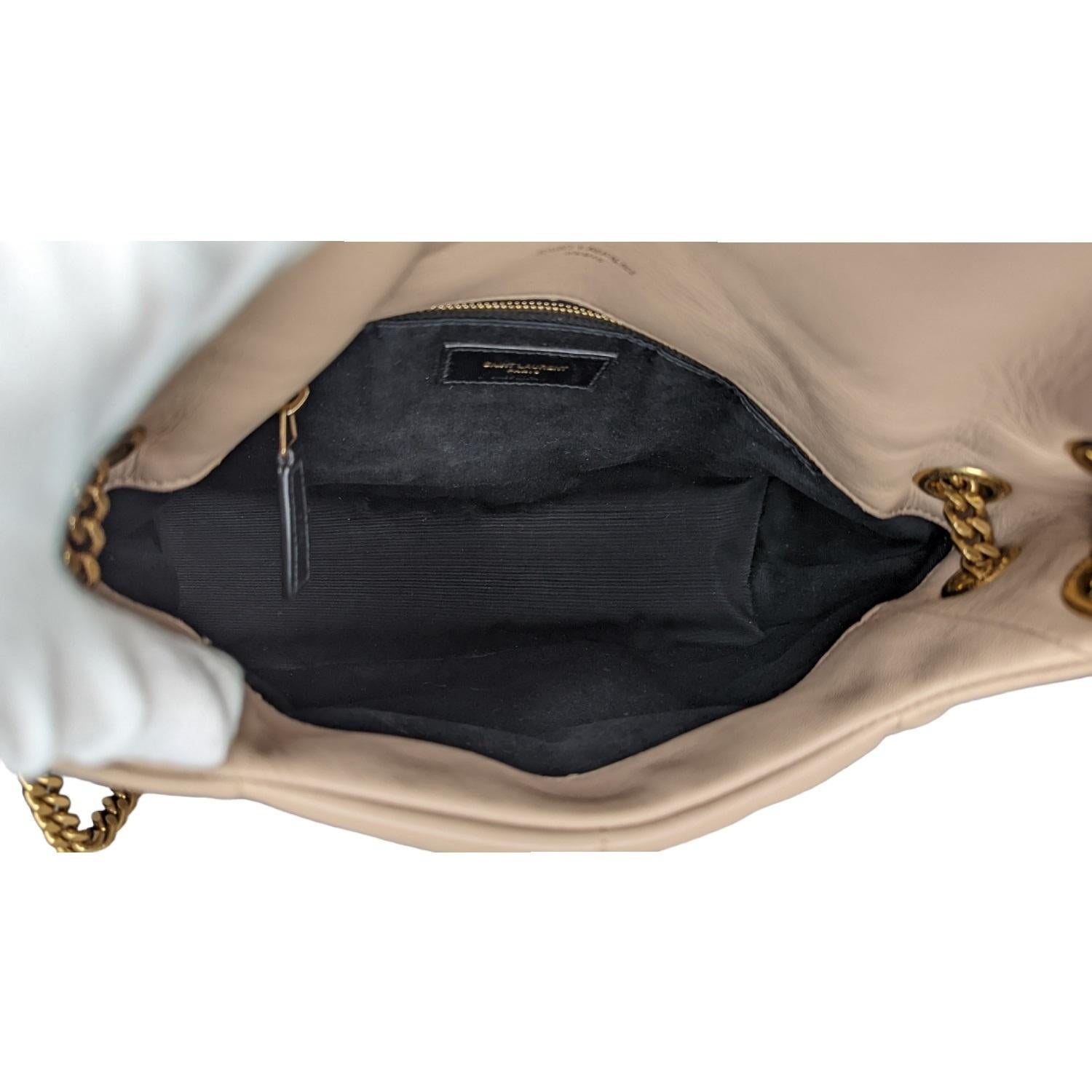 Saint Laurent Loulou Small Puffer YSL Monogram Flap Shoulder Bag In Excellent Condition In Scottsdale, AZ