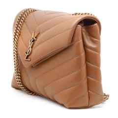 Saint Laurent Loulou Small Quilted Leather Dark Natural Crossbody Bag