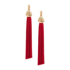 Used Saint Laurent LouLou Tassel Earrings - Red