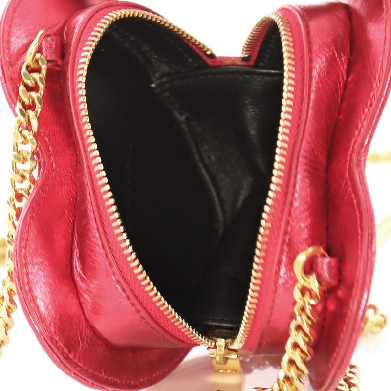 Pink Saint Laurent Love Heart Chain Bag Matelasse Chevron Leather Mini