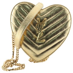 Saint Laurent Love Heart Chain Bag Matelasse Chevron Leather Small