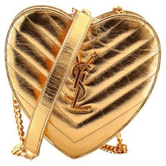 Saint Laurent Love Heart Chain Bag Matelasse Chevron Leather Small