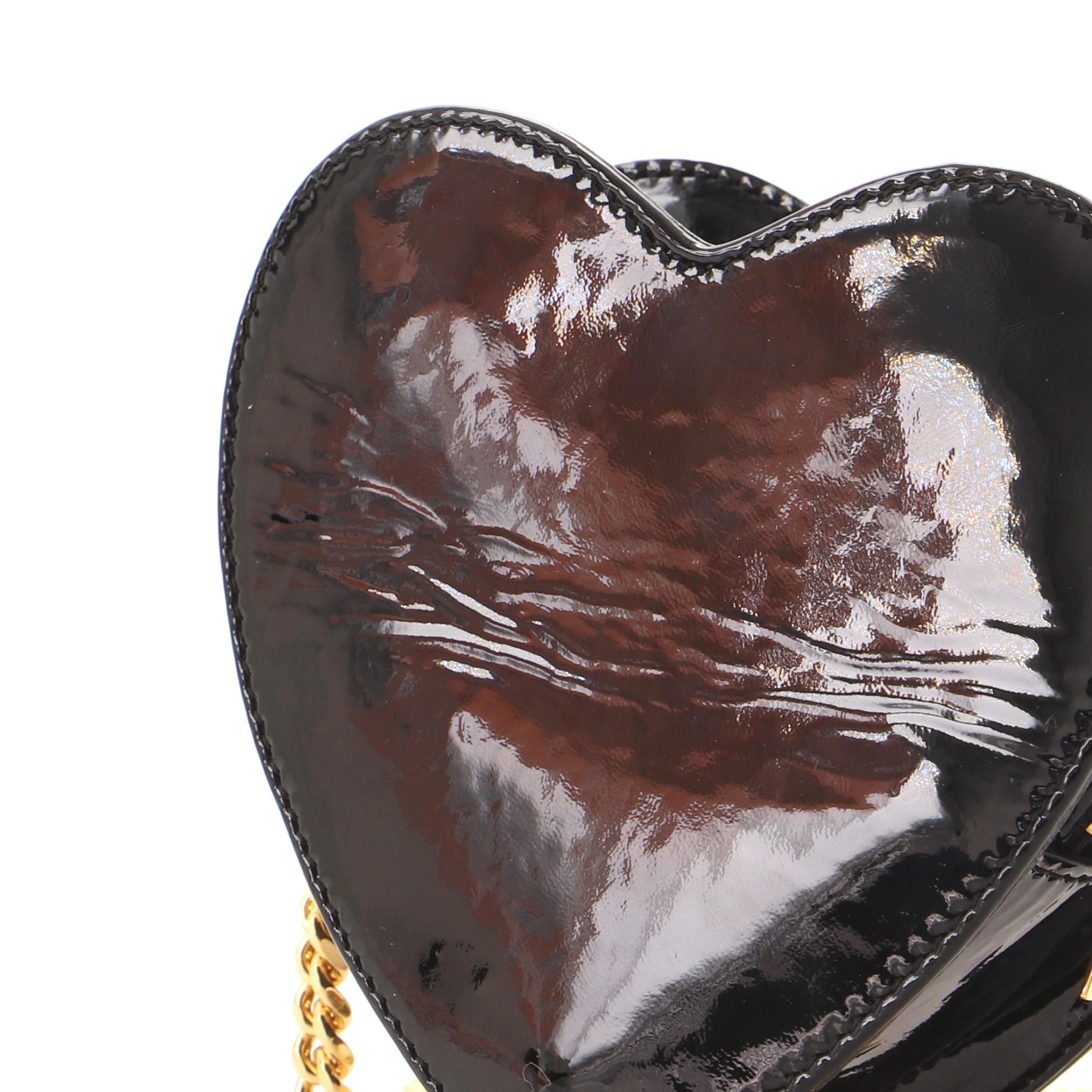 Saint Laurent Love Heart Chain Bag Patent Mini In Good Condition In NY, NY