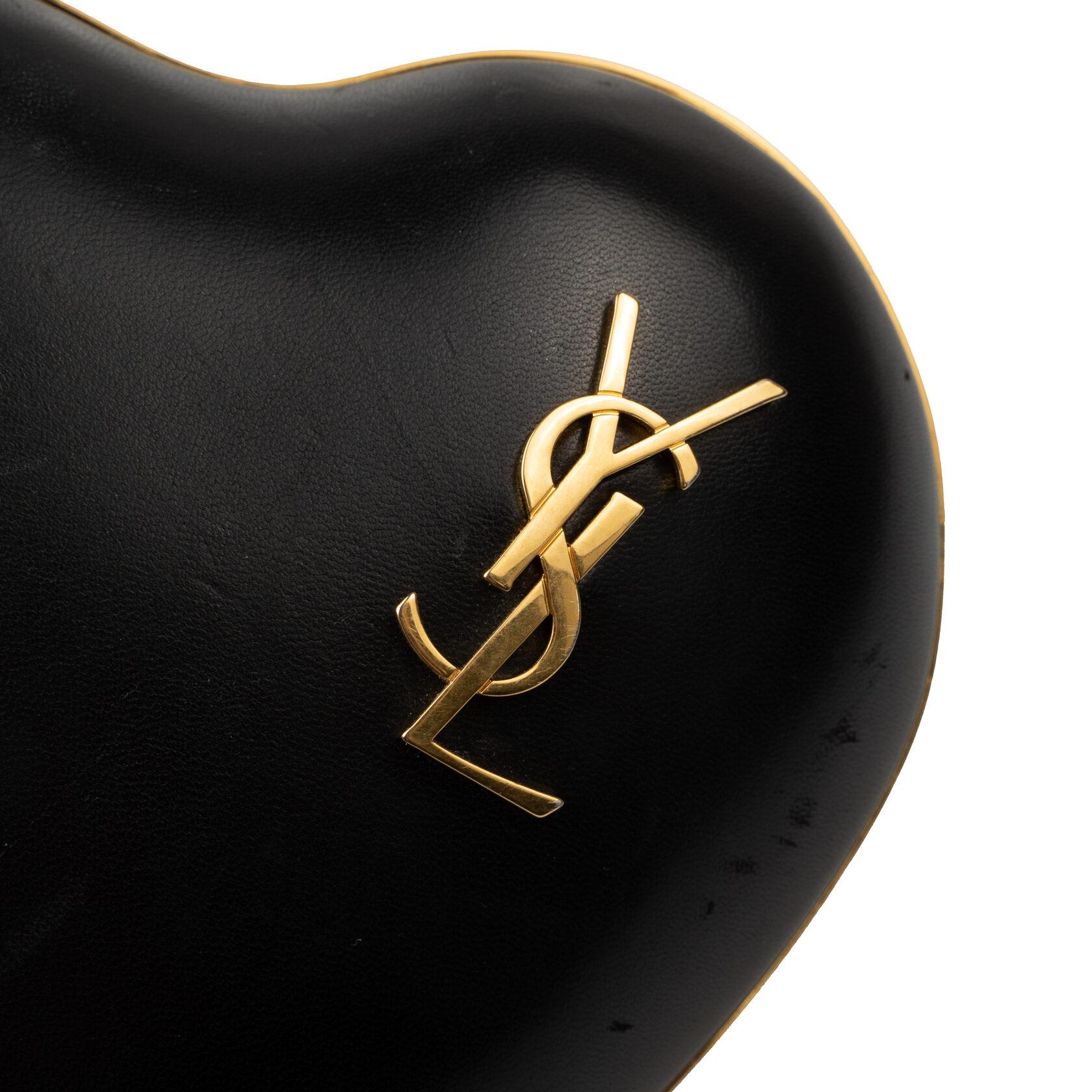 Saint Laurent Love Heart Chain Clutch Black For Sale 2