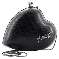 Saint Laurent Love Heart Chain Clutch Krokodilleder mit Prägung