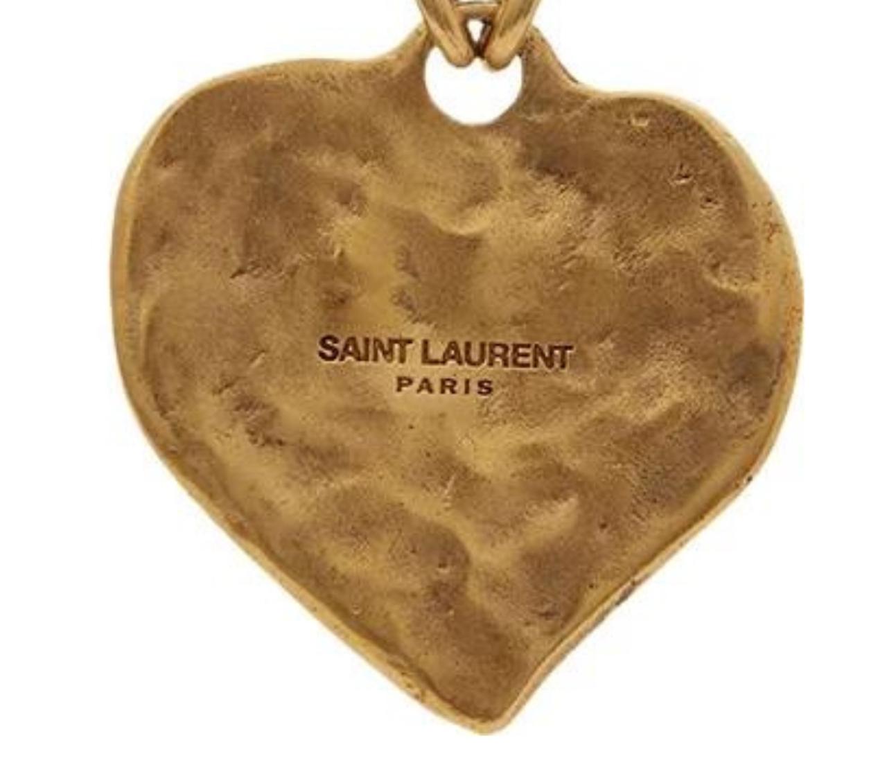 Women's Saint Laurent Love Heart Gold Hammered Clip-on Earrings For Sale