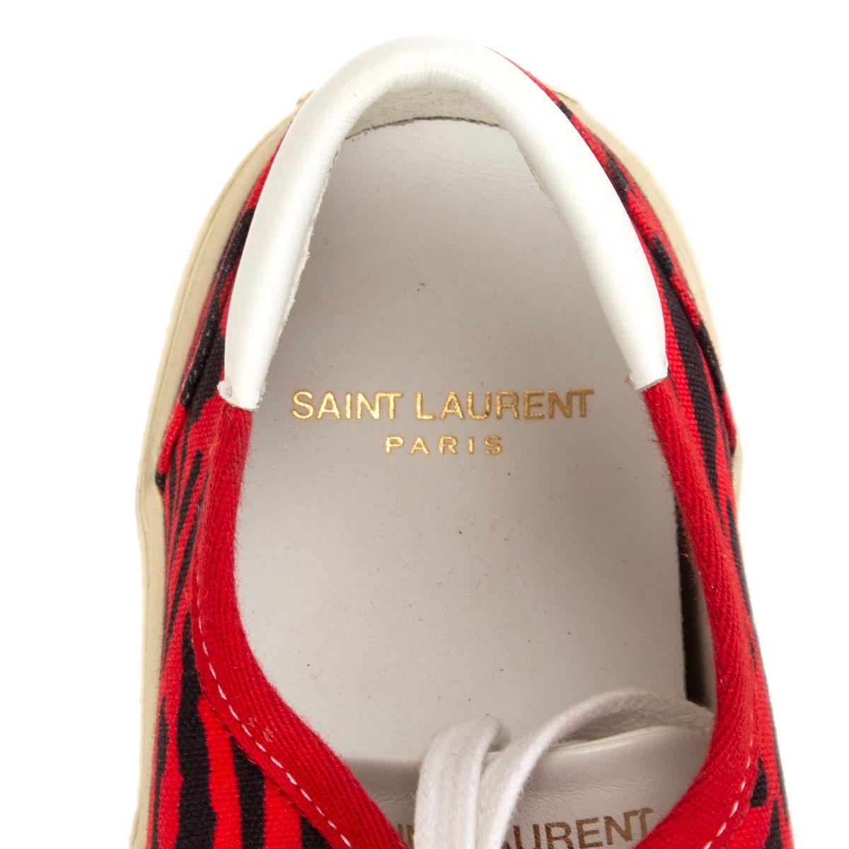 Chaussures Baskets basses SAINT LAURENT en toile à col bénitier rouge 37 en vente 1